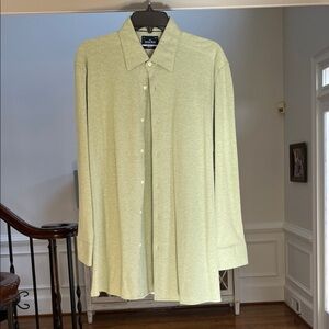 Saville Row Comfort Knit Slim Fit Men's Soft Green Button-Down Shirt